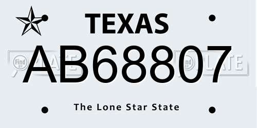 AB68807 Texas License Plate