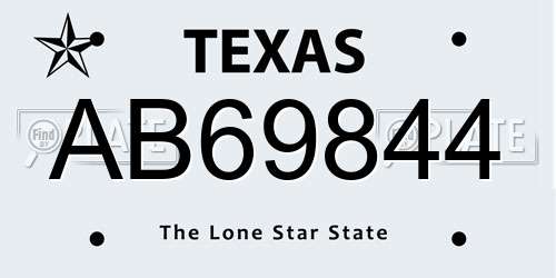 AB69844 Texas License Plate