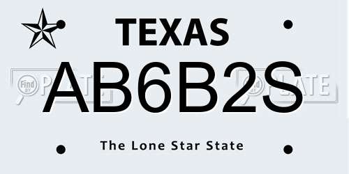 AB6B2S Texas License Plate