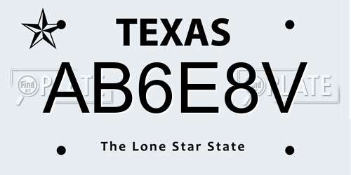 AB6E8V Texas License Plate
