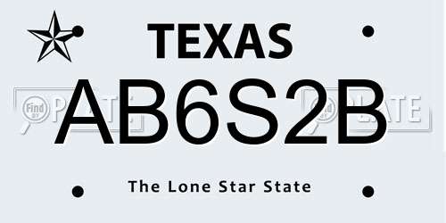 AB6S2B Texas License Plate