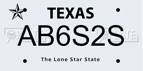 AB6S2S Texas License Plate