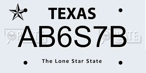 AB6S7B Texas License Plate