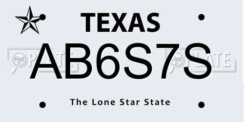 AB6S7S Texas License Plate