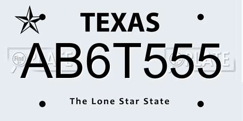 AB6T555 Texas License Plate