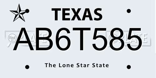AB6T585 Texas License Plate