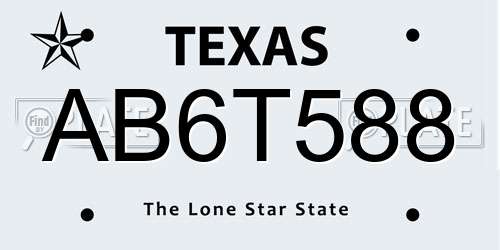 AB6T588 Texas License Plate