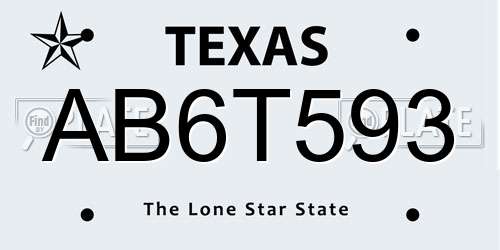 AB6T593 Texas License Plate