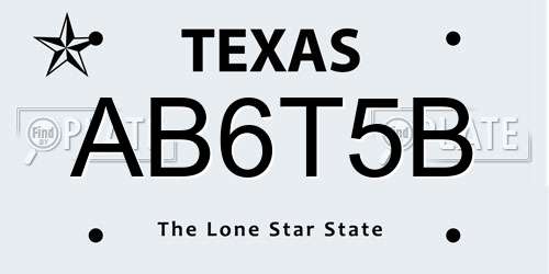 AB6T5B Texas License Plate