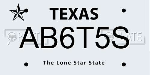 AB6T5S Texas License Plate
