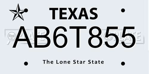 AB6T855 Texas License Plate