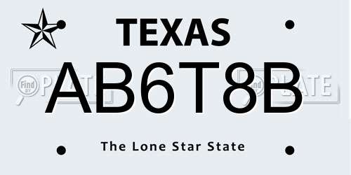 AB6T8B Texas License Plate