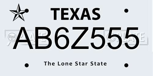 AB6Z555 Texas License Plate