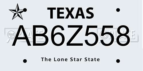 AB6Z558 Texas License Plate