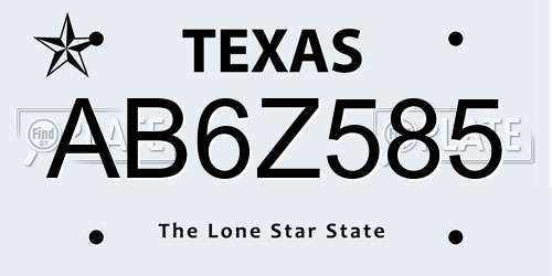 AB6Z585 Texas License Plate