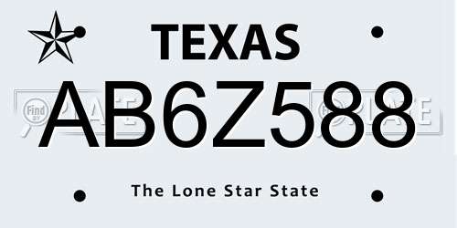 AB6Z588 Texas License Plate