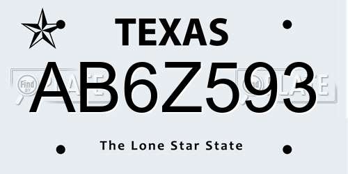 AB6Z593 Texas License Plate