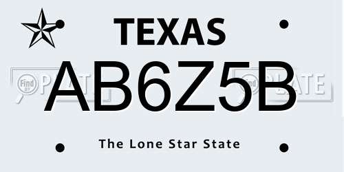 AB6Z5B Texas License Plate