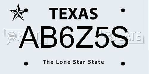 AB6Z5S Texas License Plate