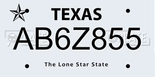 AB6Z855 Texas License Plate