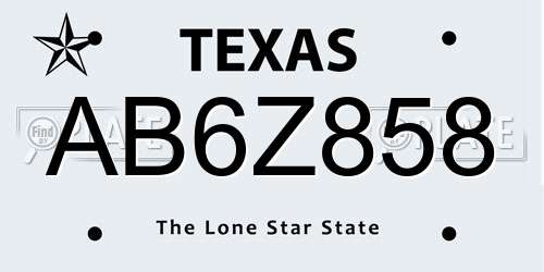 AB6Z858 Texas License Plate