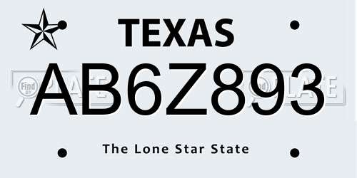 AB6Z893 Texas License Plate