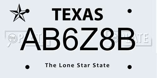 AB6Z8B Texas License Plate