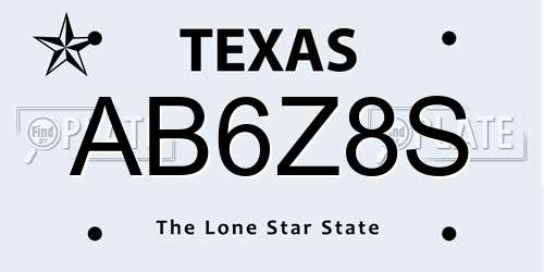 AB6Z8S Texas License Plate