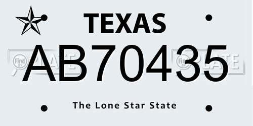 AB70435 Texas License Plate