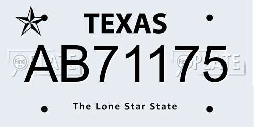 AB71175 Texas License Plate
