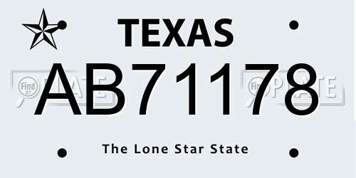 AB71178 Texas License Plate