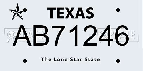AB71246 Texas License Plate