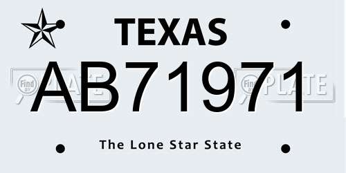 AB71971 Texas License Plate