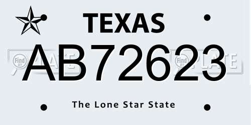 AB72623 Texas License Plate