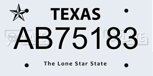 AB75183 Texas License Plate