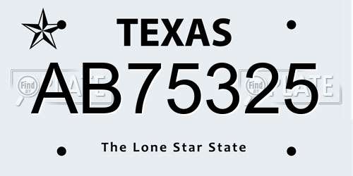 AB75325 Texas License Plate