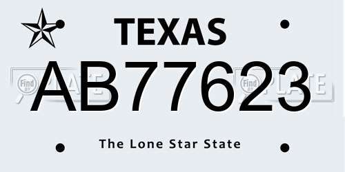 AB77623 Texas License Plate