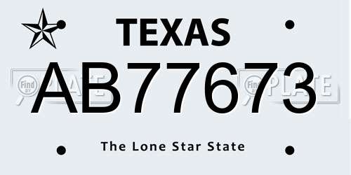 AB77673 Texas License Plate