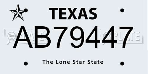 AB79447 Texas License Plate