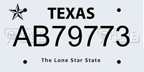 AB79773 Texas License Plate
