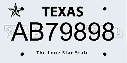 AB79898 Texas License Plate