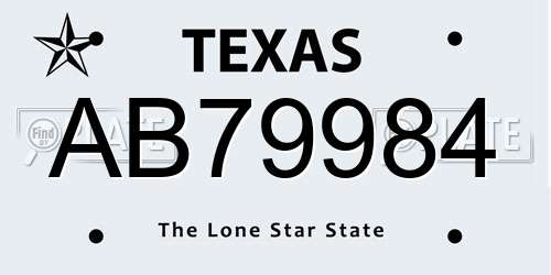AB79984 Texas License Plate