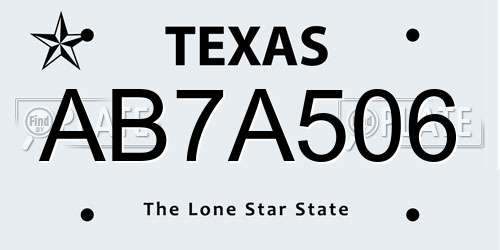 AB7A506 Texas License Plate