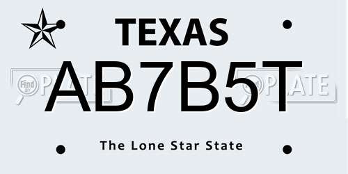 AB7B5T Texas License Plate