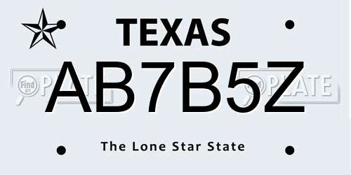 AB7B5Z Texas License Plate