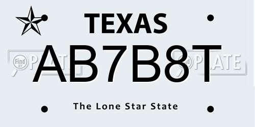 AB7B8T Texas License Plate