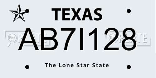 AB7I128 Texas License Plate