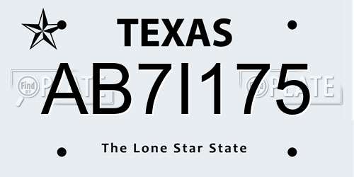 AB7I175 Texas License Plate