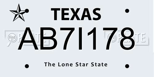 AB7I178 Texas License Plate
