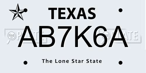 AB7K6A Texas License Plate